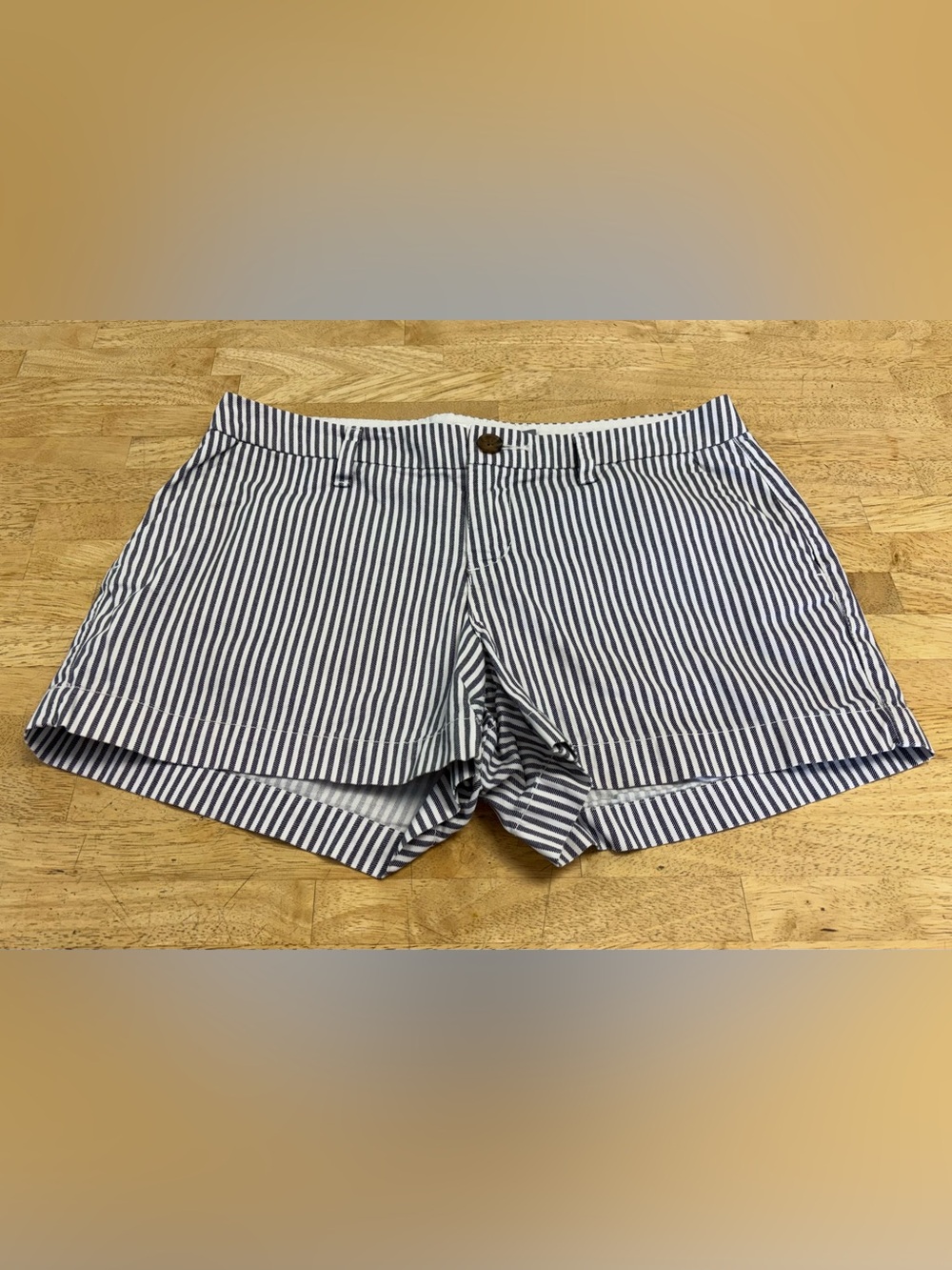 Old Navy Navy and White Striped High-Waist Shorts